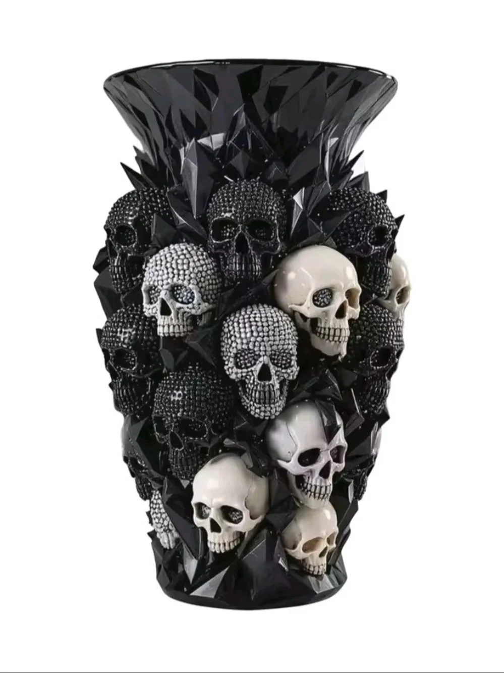 Black Skull Cluster Accent Vase - Gothic Decorative Vase